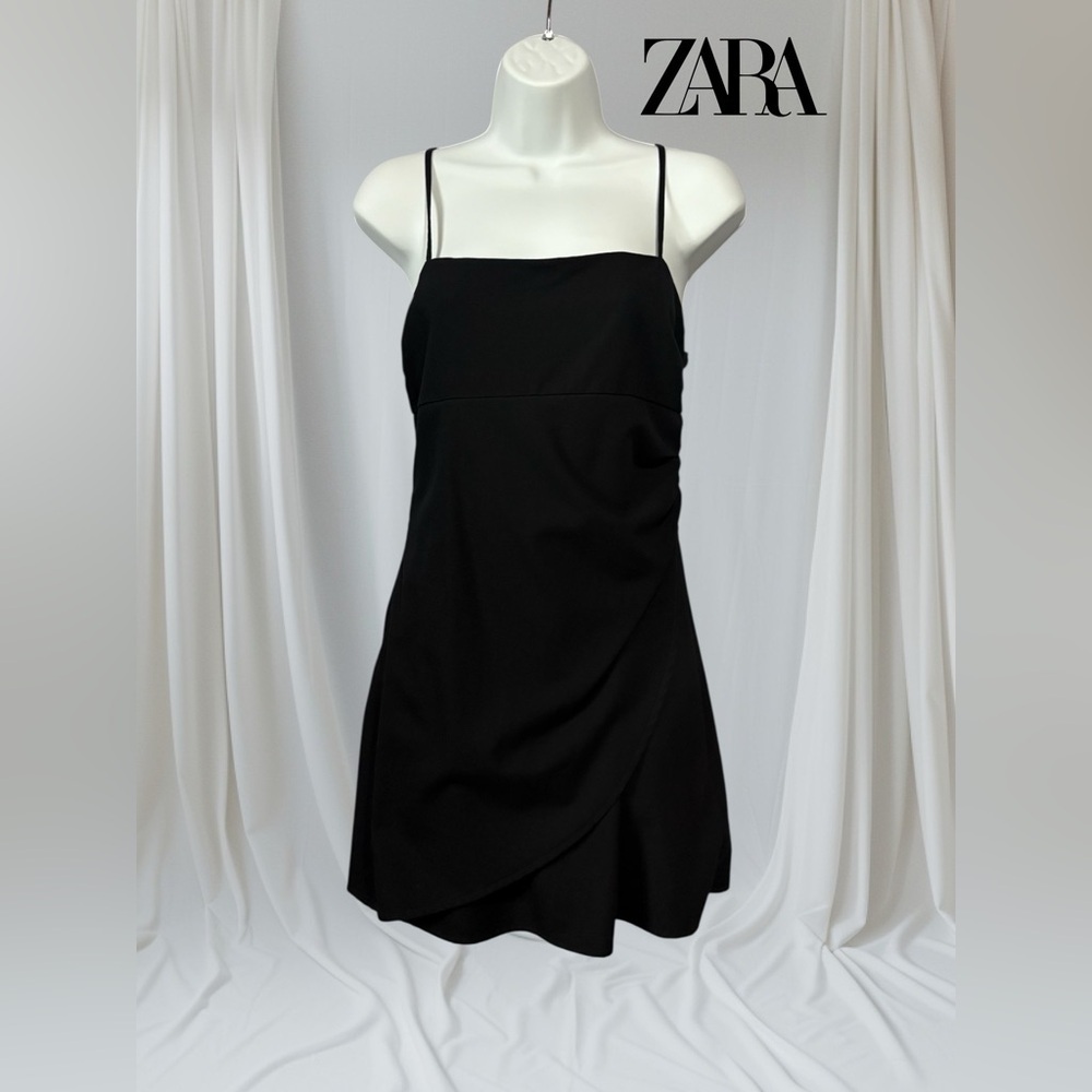 ZARA, Black Mini Dress With Adjustable Open Back, Small - Picture 3 of 11